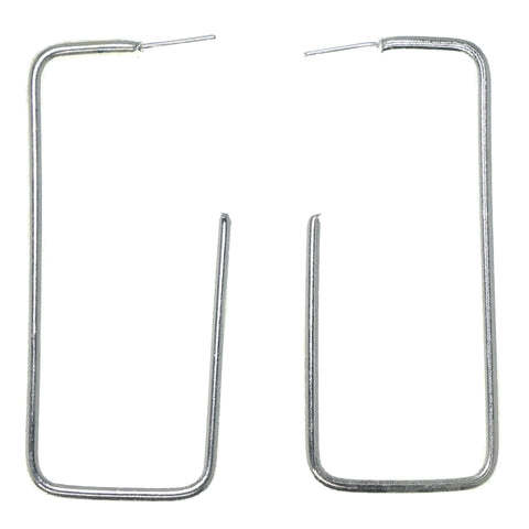 Silver-Tone Metal Hoop-Earrings #1657