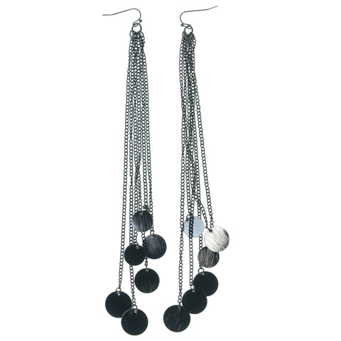 Black Metal Dangle-Earrings #1665