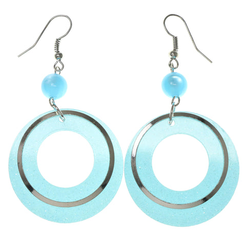 Sparkle Dangle-Earrings Blue & Silver-Tone Colored #1677
