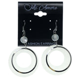 Sparkle Dangle-Earrings White & Silver-Tone Colored #1680