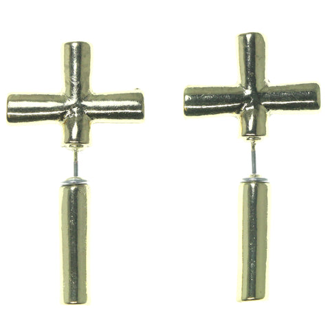 Cross Stud-Earrings Gold-Tone Color  #1691