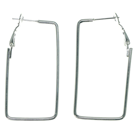 Silver-Tone Metal Hoop-Earrings #1699