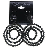 Black & Silver-Tone Colored Metal Dangle-Earrings With Bead Accents #1711