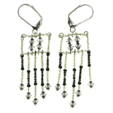 Colorful & Silver-Tone Colored Metal Dangle-Earrings With Bead Accents #1735