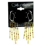 Colorful & Silver-Tone Colored Metal Dangle-Earrings With Bead Accents #1748