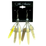 Colorful & Silver-Tone Colored Metal Dangle-Earrings With Bead Accents #1753