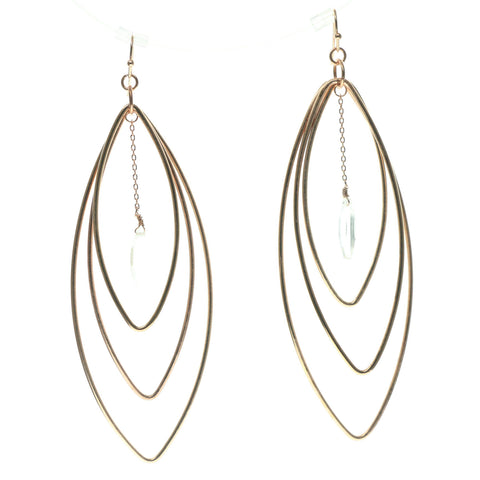 Gold-Tone Metal Dangle-Earrings With Crystal Accents #562