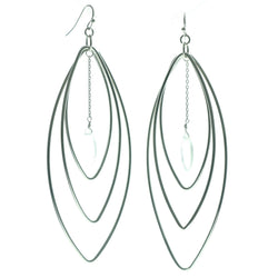 Silver-Tone Metal Dangle-Earrings With Bead Accents #563