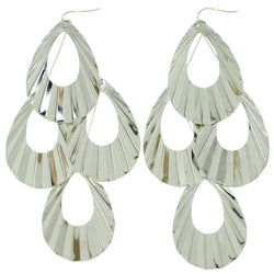 Silver-Tone Metal Dangle-Earrings #1804