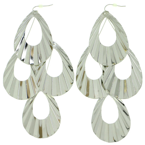 Silver-Tone Metal Dangle-Earrings #1804