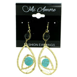 Colorful & Gold-Tone Colored Metal Dangle-Earrings With Bead Accents #1823