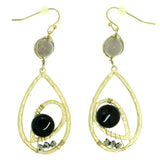 Gold-Tone & Multi Colored Metal Dangle-Earrings With Bead Accents #1824