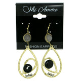 Gold-Tone & Multi Colored Metal Dangle-Earrings With Bead Accents #1824