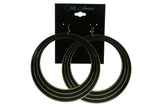 Gold-Tone & Black Colored Metal Hoop-Earrings #1879