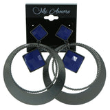 Gray & Blue Colored Metal Drop-Dangle-Earrings With Faceted Accents #1885