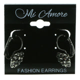 Gray Metal Dangle-Earrings With Crystal Accents #1891