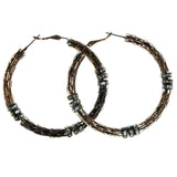 Bronze-Tone Metal Hoop-Earrings With Crystal Accents #1900