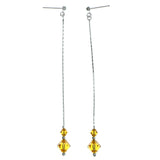 Silver-Tone & Orange Colored Metal Dangle-Earrings With Faceted Accents #1909