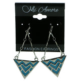 Silver-Tone & Blue Colored Metal Drop-Dangle-Earrings #1915