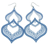 Filigree Drop-Dangle-Earrings Blue Color  #1919