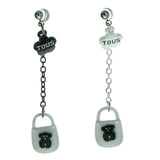 Bears Handbag Drop-Dangle-Earrings Black & White Colored #1930