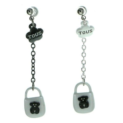 Bears Handbag Drop-Dangle-Earrings Black & White Colored #1930