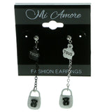 Bears Handbag Drop-Dangle-Earrings Black & White Colored #1930