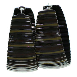 Bronze-Tone & Brown Colored Metal Hoop-Earrings #1929