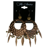 Bronze-Tone & Brown Colored Metal Drop-Dangle-Earrings With Drop Accents #1937