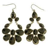 Gold-Tone & Brown Colored Metal Drop-Dangle-Earrings With Faceted Accents #1943