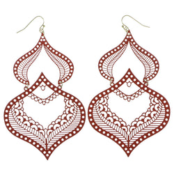 Filigree Drop-Dangle-Earrings Red Color  #1946