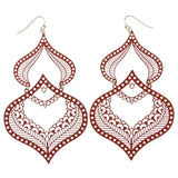 Filigree Drop-Dangle-Earrings Red Color  #1946