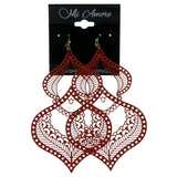 Filigree Drop-Dangle-Earrings Red Color  #1946