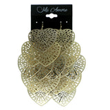 Heart Filigree Drop-Dangle-Earrings Gold-Tone Color  #580