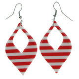Striped Dangle-Earrings Red & White Colored #1969