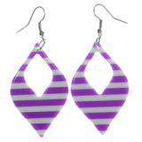 Striped Dangle-Earrings Purple & White Colored #1970