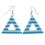 Striped Dangle-Earrings Blue & White Colored #1975