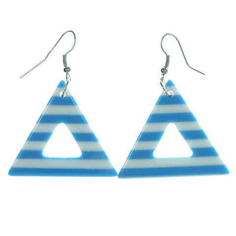 Striped Dangle-Earrings Blue & White Colored #1975