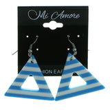 Striped Dangle-Earrings Blue & White Colored #1975