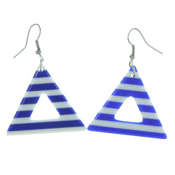 Striped Dangle-Earrings Blue & White Colored #1976