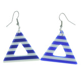 Striped Dangle-Earrings Blue & White Colored #1976