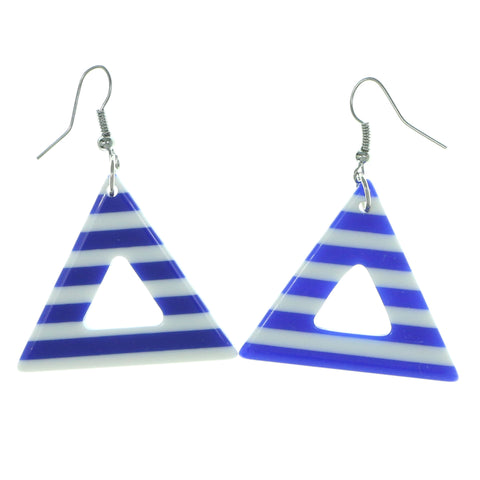 Striped Dangle-Earrings Blue & White Colored #1976