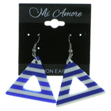 Striped Dangle-Earrings Blue & White Colored #1976