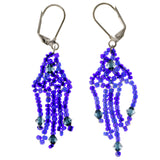 Colorful & Silver-Tone Colored Acrylic Dangle-Earrings With Bead Accents #1997