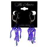 Colorful & Silver-Tone Colored Acrylic Dangle-Earrings With Bead Accents #1997