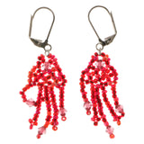 Colorful & Silver-Tone Colored Acrylic Dangle-Earrings With Stone Accents #1998
