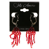 Colorful & Silver-Tone Colored Acrylic Dangle-Earrings With Stone Accents #1998