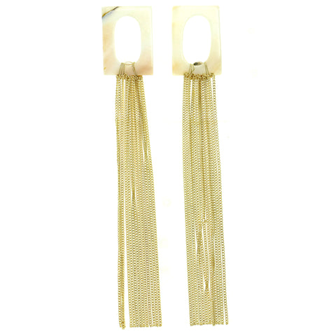 tassel Drop-Dangle-Earrings With Bead Accents White & Gold-Tone Colored #2022