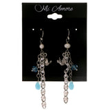 Birds Dangle-Earrings With Crystal Accents Gold-Tone & Gray Colored #2027