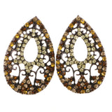 Colorful Metal Stud-Earrings With Crystal Accents #2041